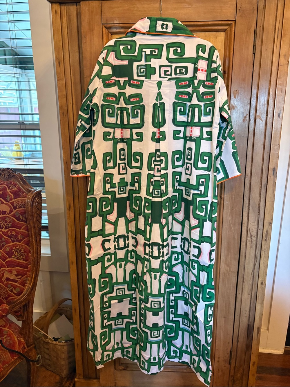 House of MBR Cassidy long sleeve Green Geometric Greek heiress dress NWT - Picture 3 of 7